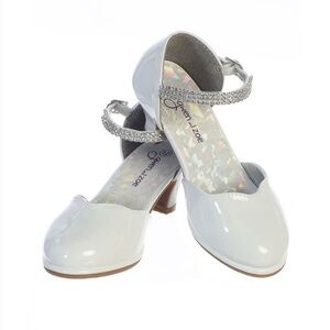 Girls' White Dress Shoes with Rhinestone Strap